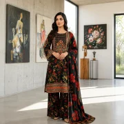 Midnight Bloom – Black Floral 3 Piece Suit