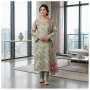 Mint Blossom – Floral Embroidered 3 Piece Suit
