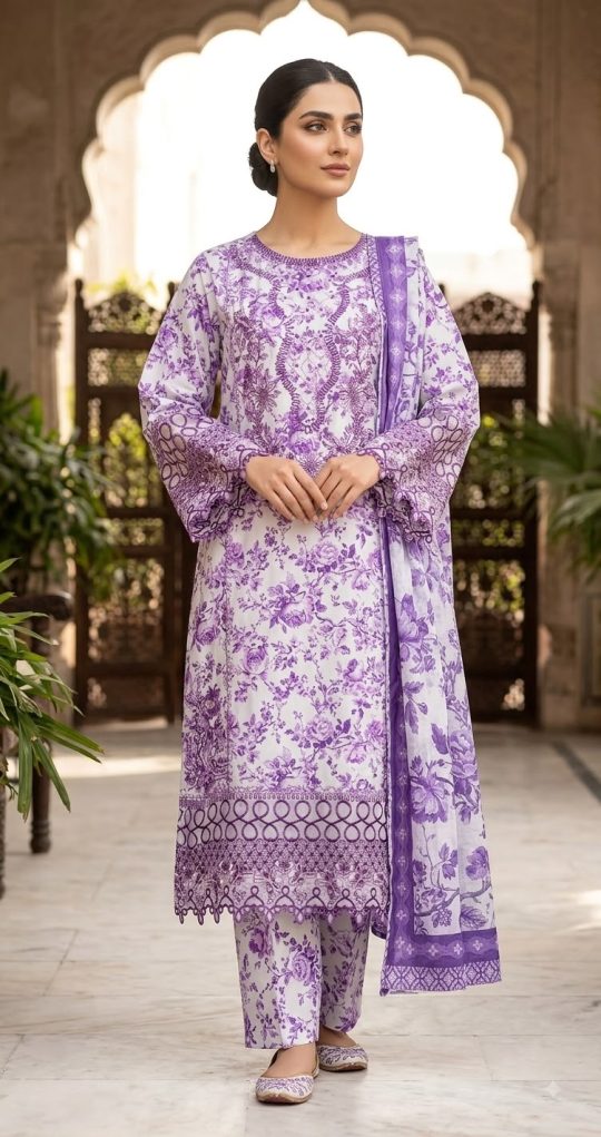 Gul-e-Lavender 3Piece embroidered